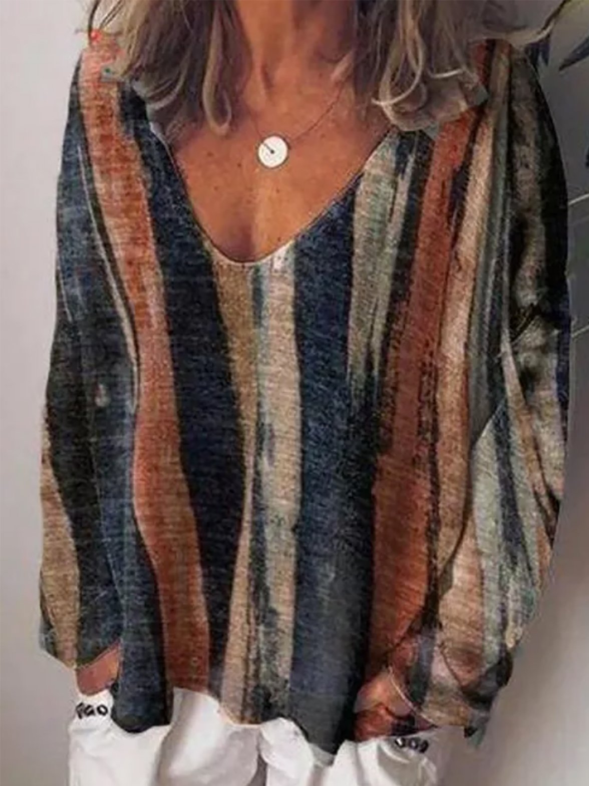 Casual Cotton-Blend V Neck Shirts & Tops