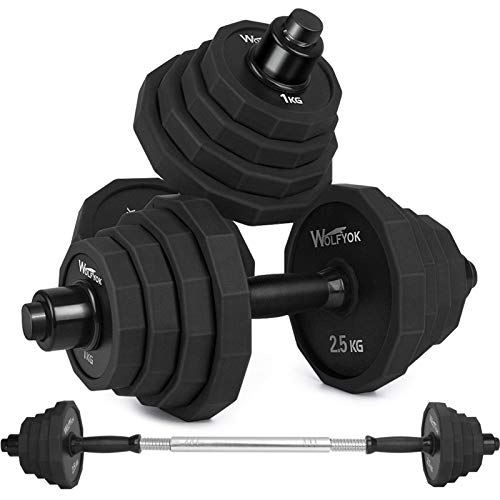 KISS GOLD wolfyok 44Lbs Dumbbells Set, Adjustable Weights Solid Steel Dumbbells Pair for Adults Home Fitness Equipment Gym Workout