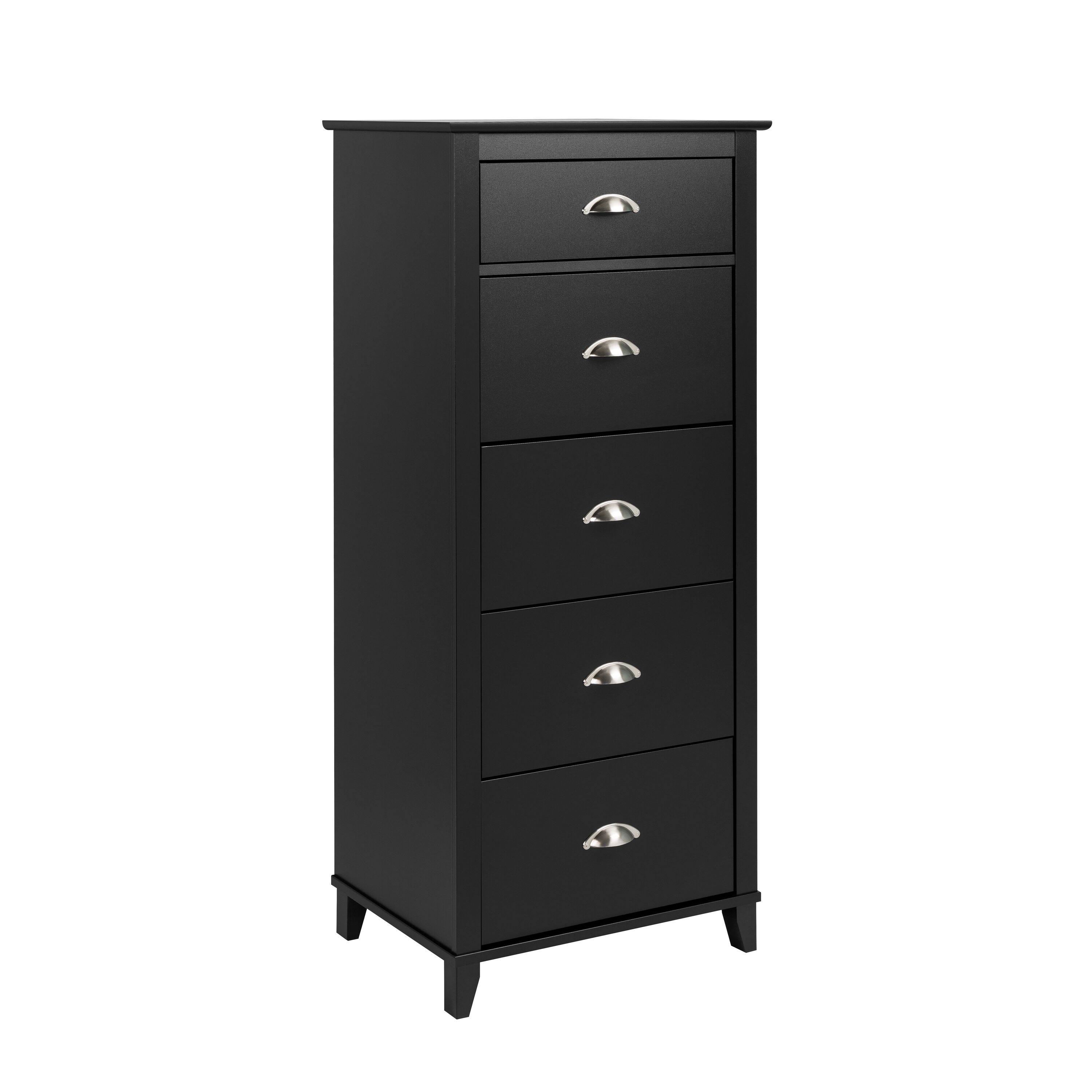 Prepac Yaletown 5-Drawer Tall Chest Black