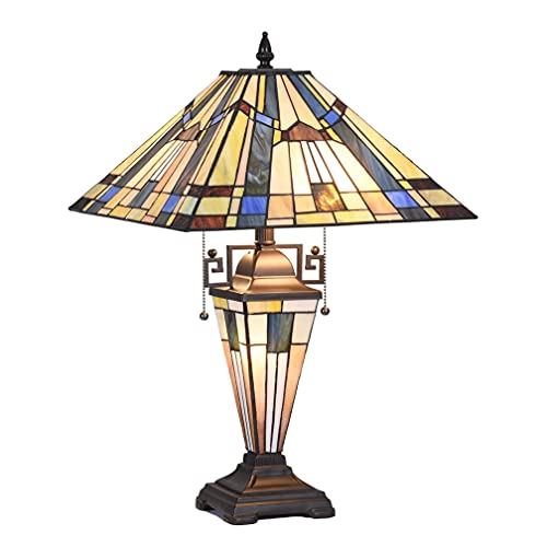 Tiffany Desk Lamp with 3-Light Mission for Living Room Bedroom/16 Inch Wide