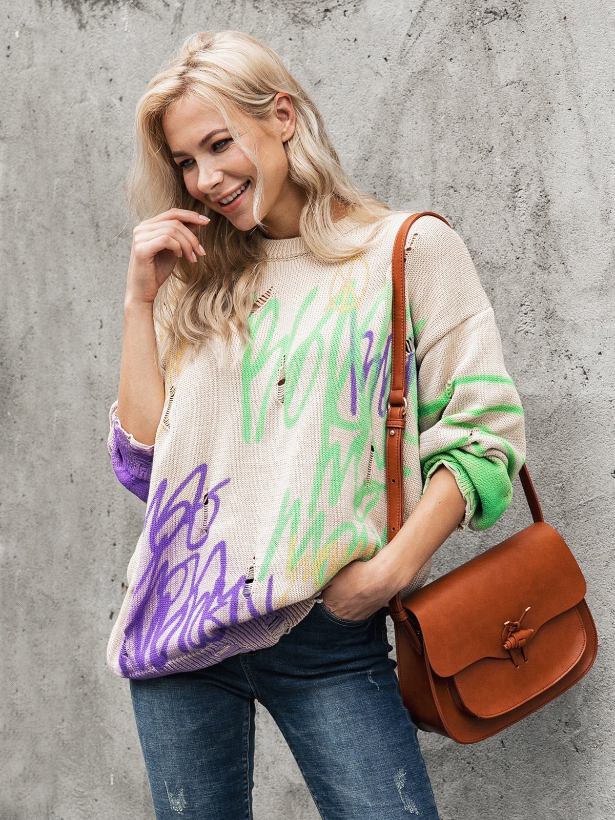 Long Sleeve Shift Color-Block Crew Neck Sweater