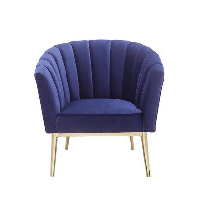 Swihart 31x22 Wide Tufted Velvet Armchair Everly Quinn Fabric: Blue