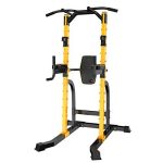 ZENOVA Power Tower Pull up Bar Dip Station Strength Training Equipment for Home Workout (Yellow)