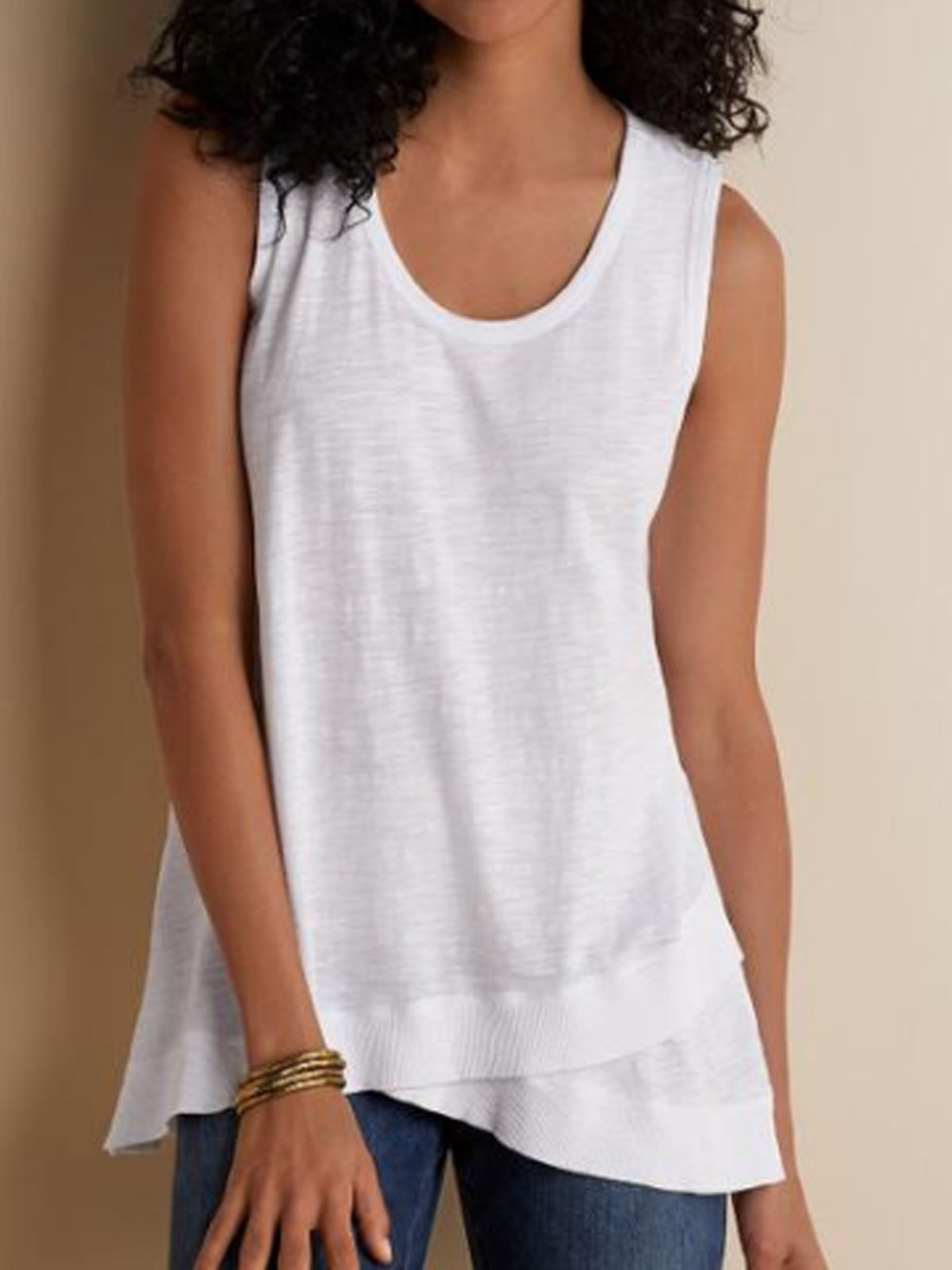 Cotton-Blend Solid Casual Shirts & Tops