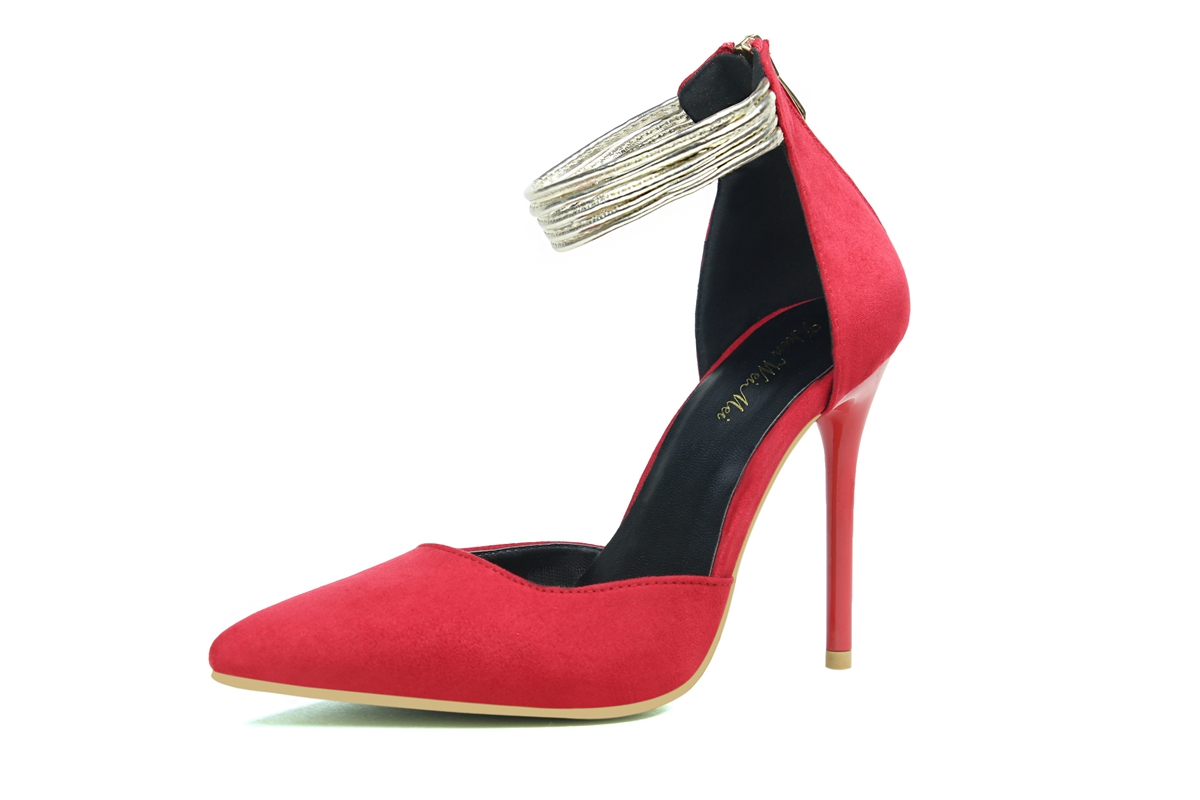 Asmxing 9.5CM Sexy Ankle Straps Foot Ring Sandals High Heel Pointed Toe