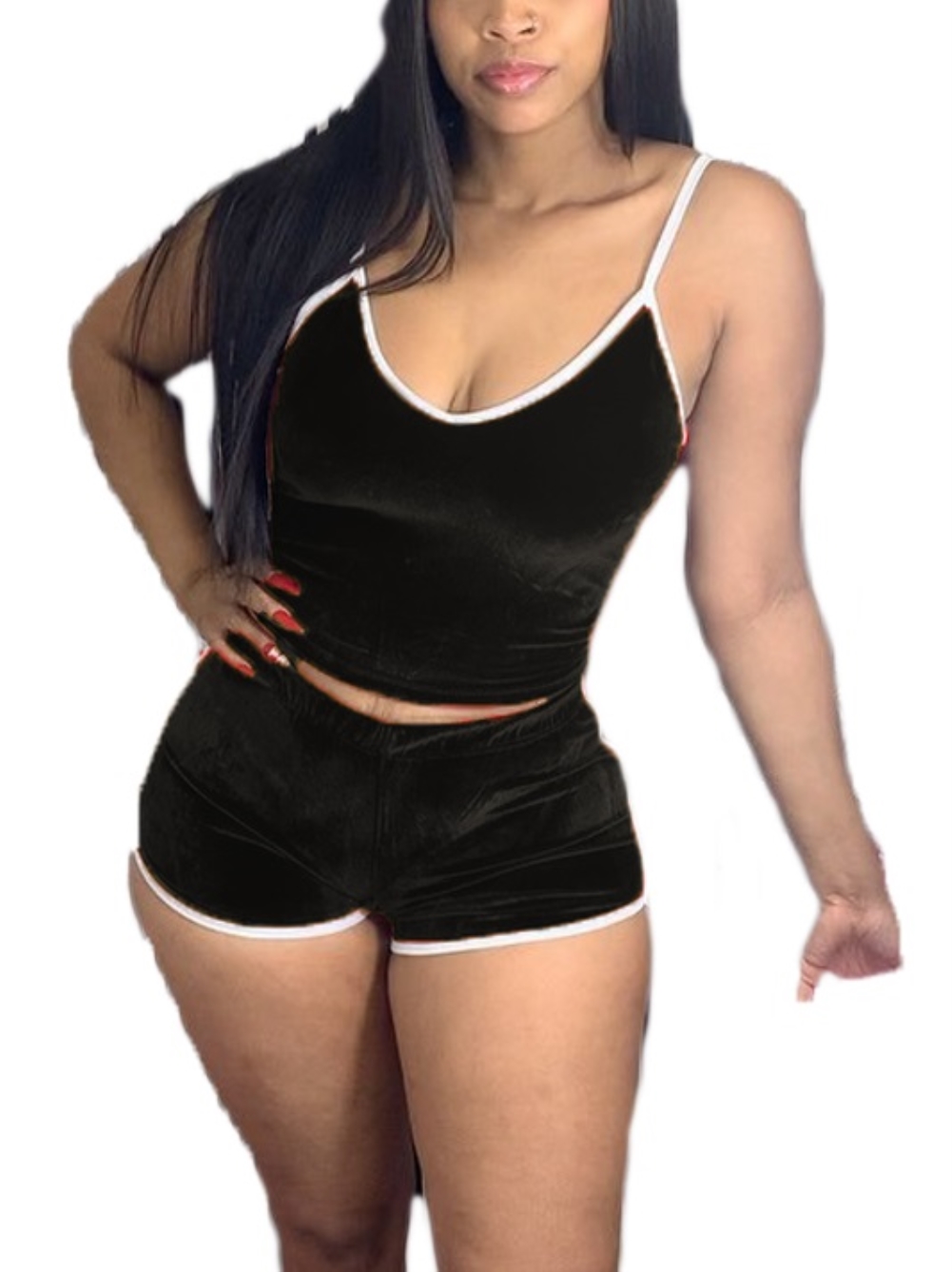 Sports Two Piece Velvet Shorts Set