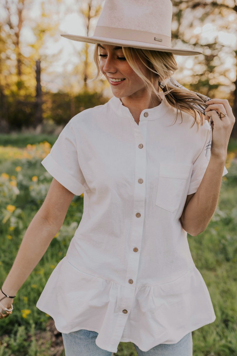 Fit-and-Flare Pocket Blouse