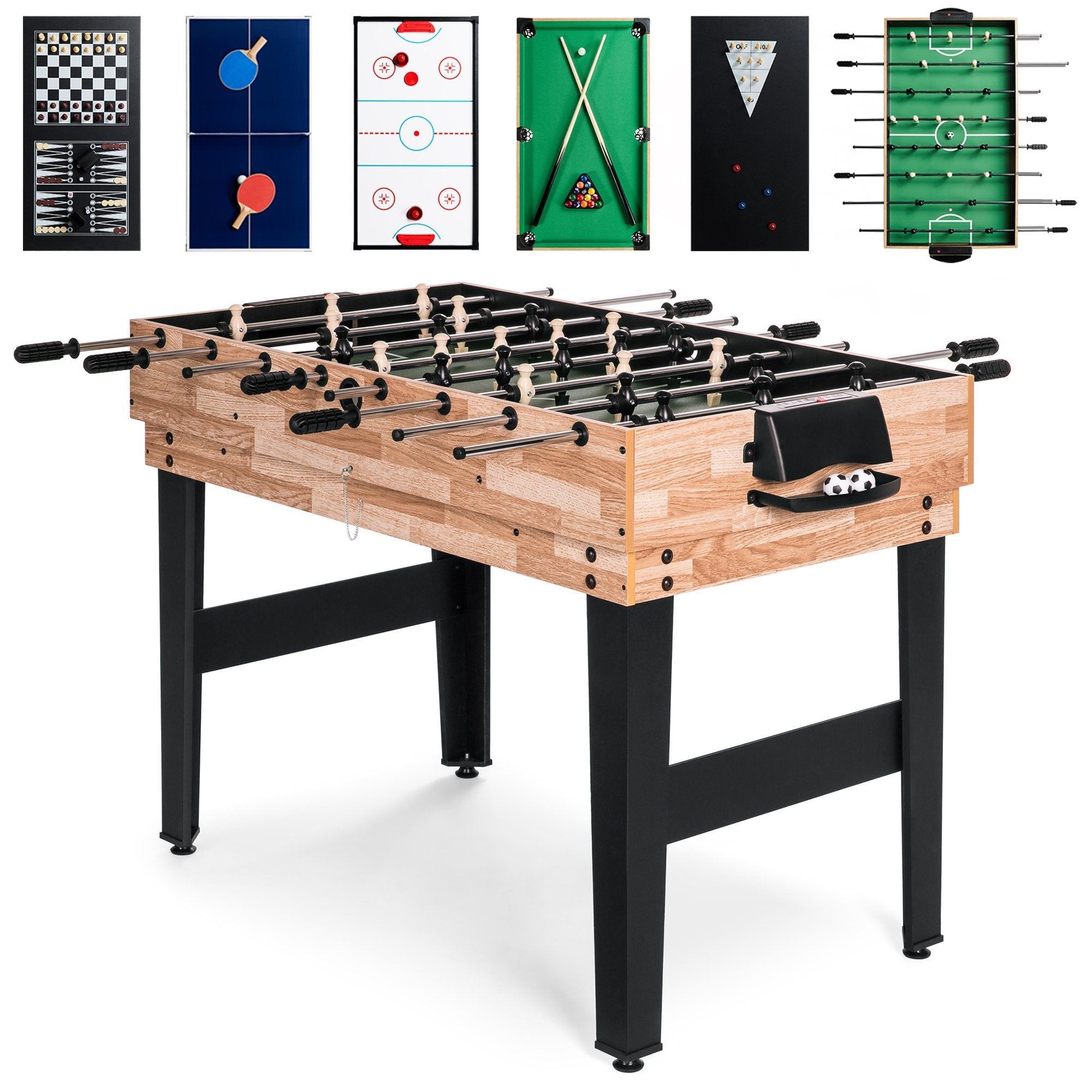 10-in-1 Combo Game Table Set w/ Pool, Foosball, Ping Pong, Chess �C 2x4ft