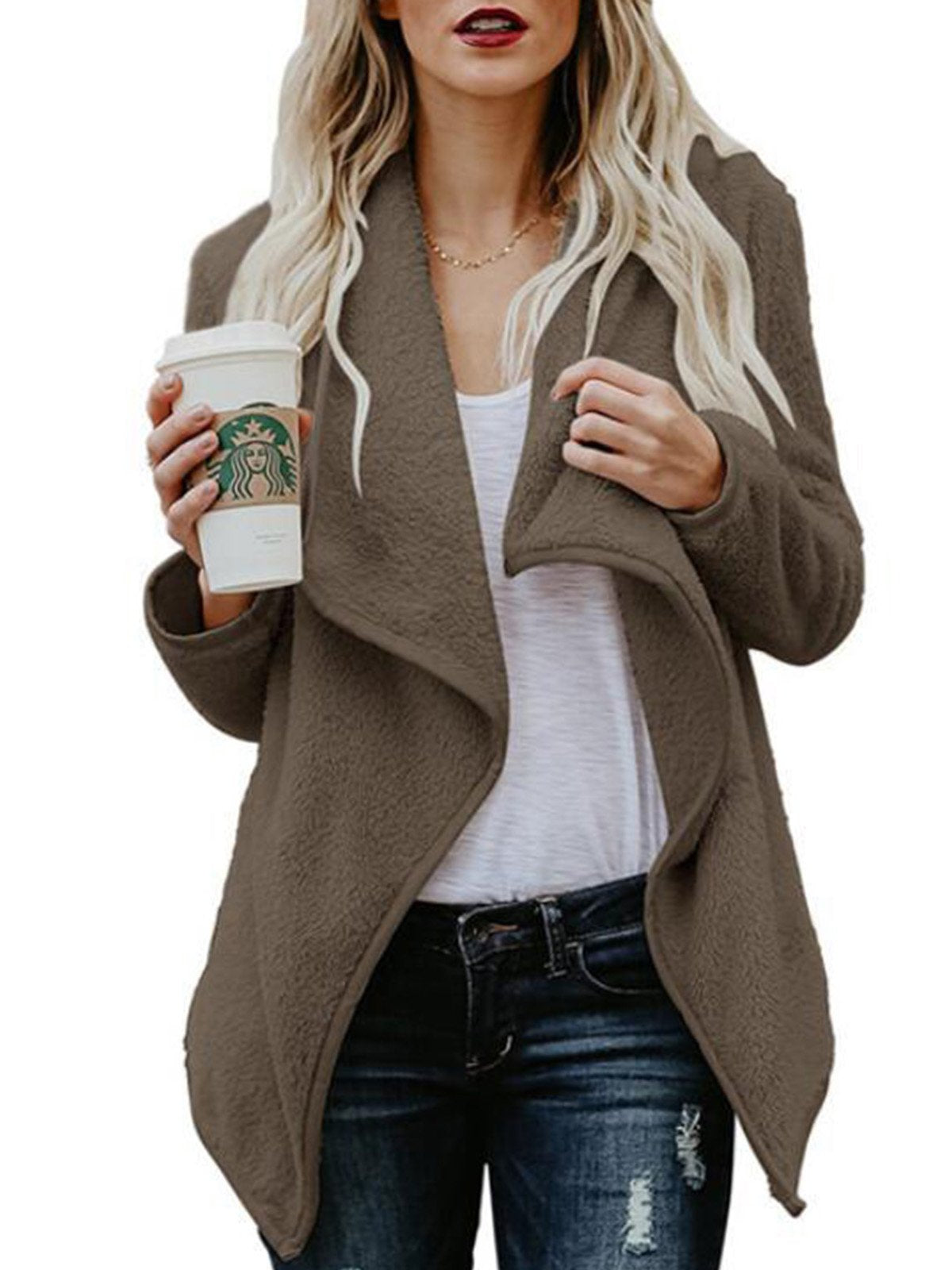 Shawl Collar Solid Paneled Elegant Quilted Coat