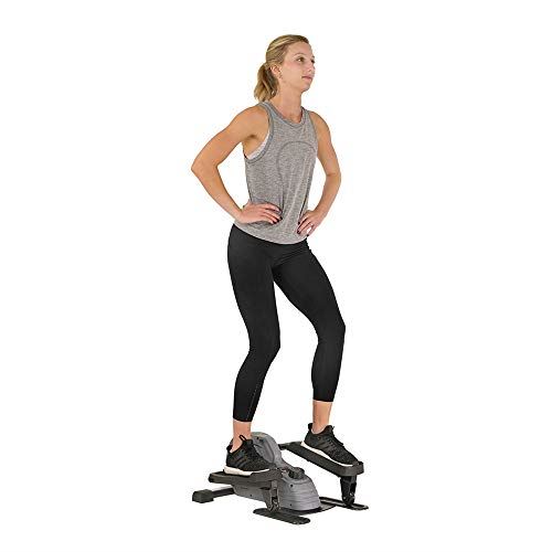 Sunny Health & Fitness Portable Stand Up Elliptical for Home Gym- Men and Women Exercise Machine- Gray