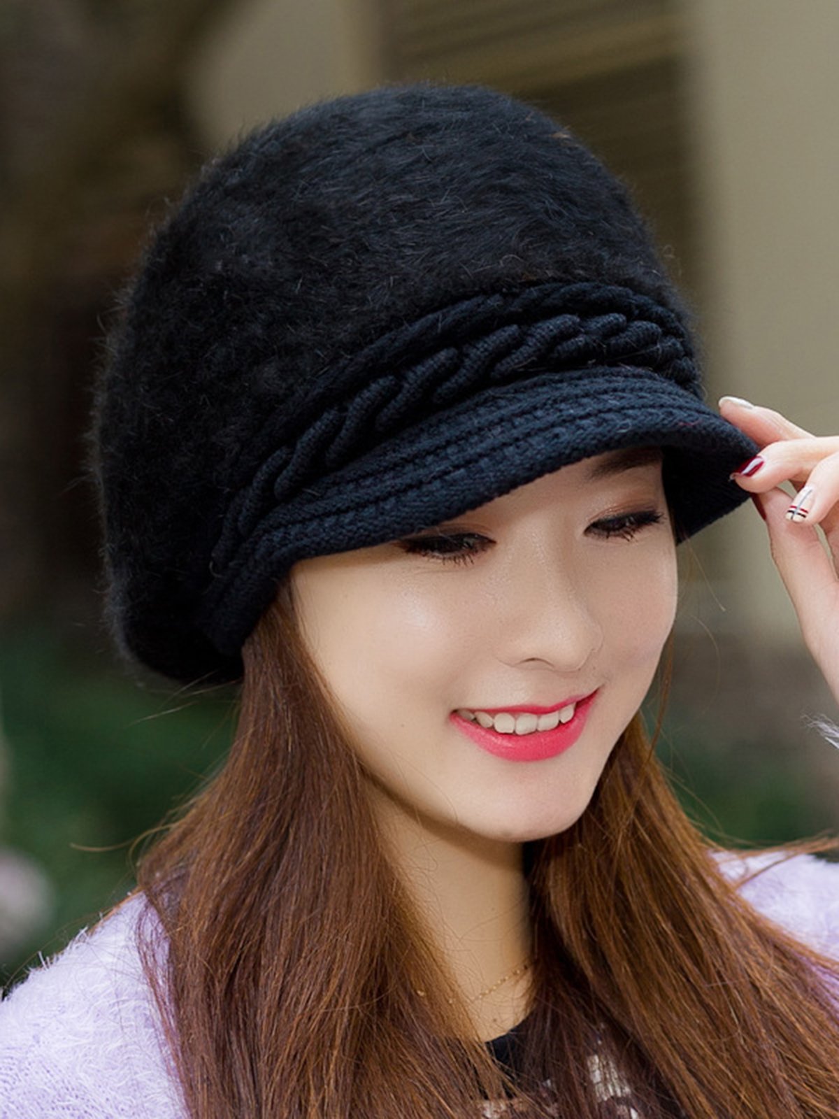 Fluffy Solid Elegant Knitted Cape