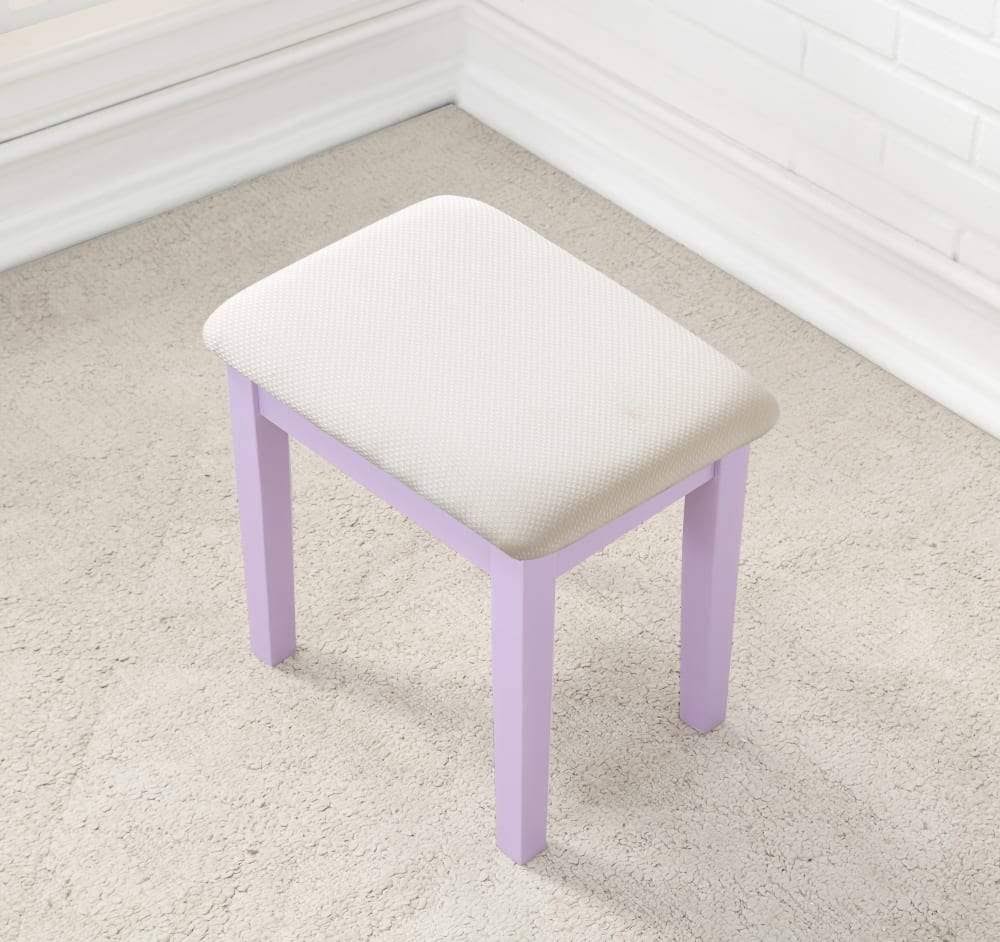 Roundhill Furniture Moniya Wood Vanity Table and Stool Set, Pink