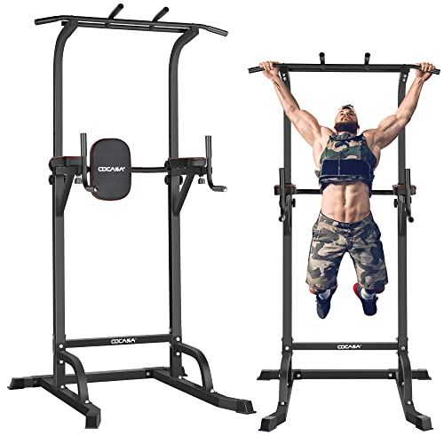 CDCASA Power Tower, Adjustable Pull Up Bar Stand Dip Station for Home Gym