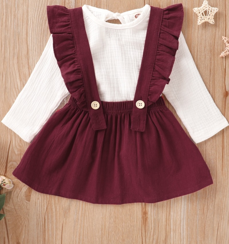 Kids Girl Long Sleeve Organic Top and Bib Skirts