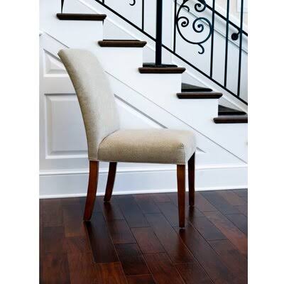 Pierson Upholstered Dining Chair Braxton Culler Body Fabric: Brown and White Performance Stripe; 0261-93, Leg Color: Black Finis