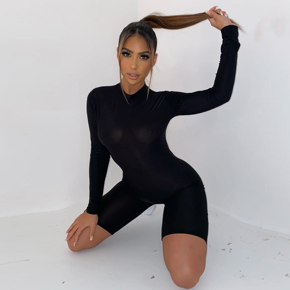 Sports Fitness Long Sleeve Zipper Rompers