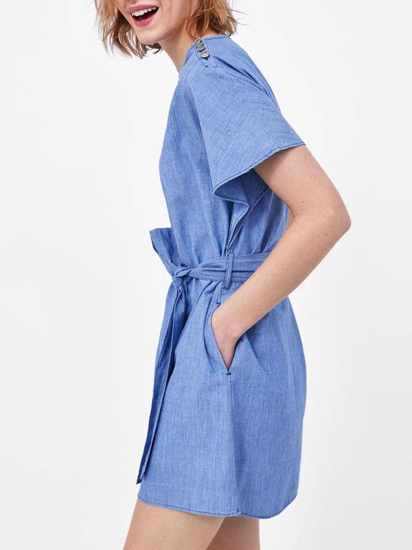 Casual Belt Mini Dress