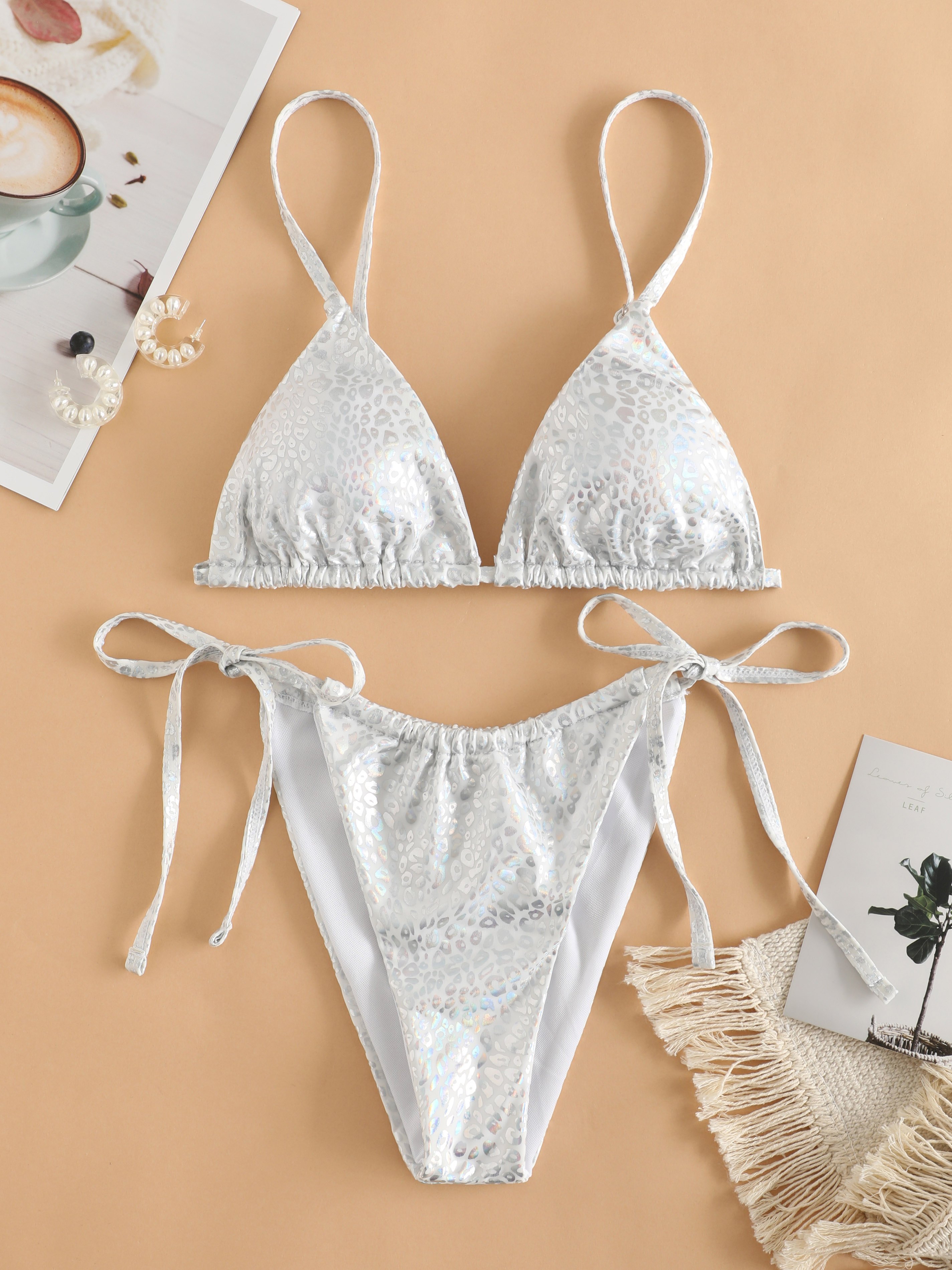 Leopard Metallic Side Tie Bikini