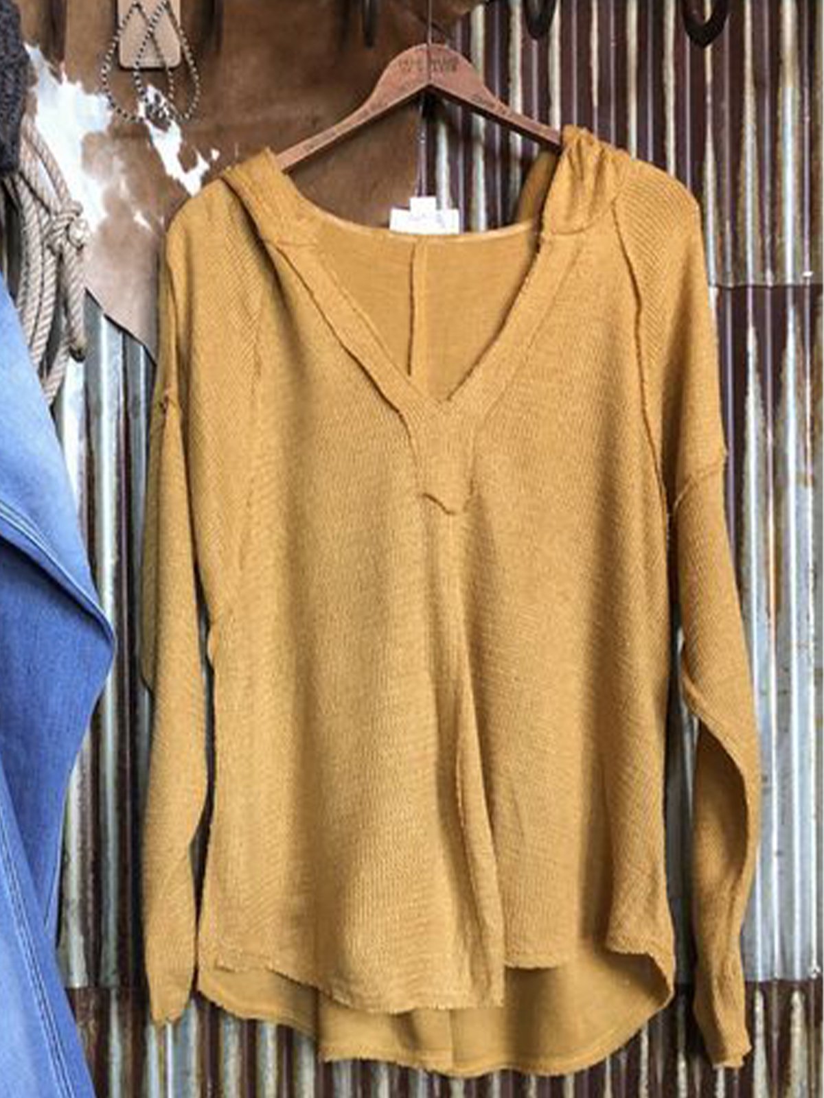 Casual v-neck long sleeve top