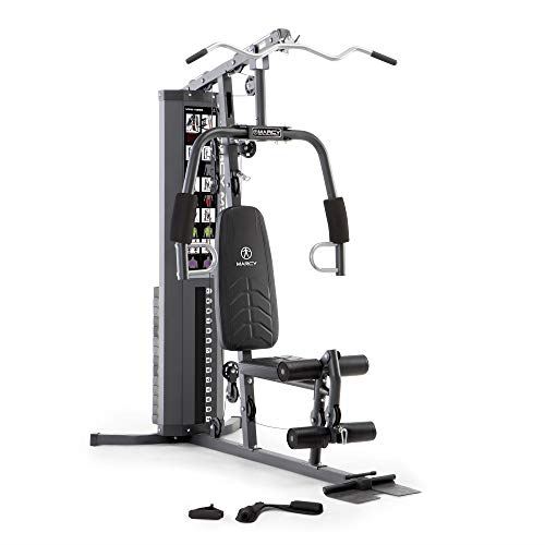 Marcy 150lb. Stack Home Gym with Pulley, Arm, and Leg Developer Multifunctional Workout Station �?Black