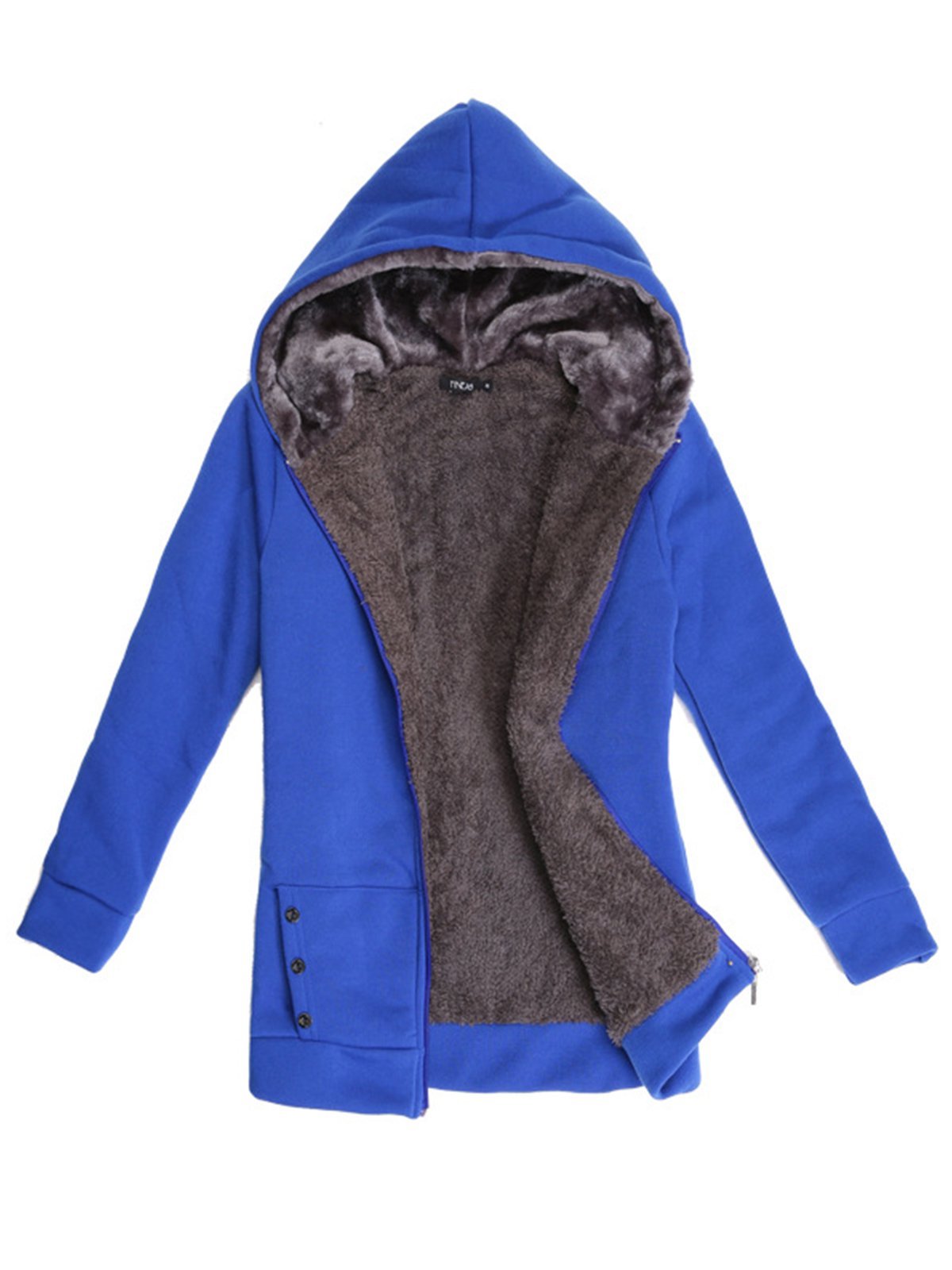 Solid Buttoned Long Sleeve Hoodie Coat