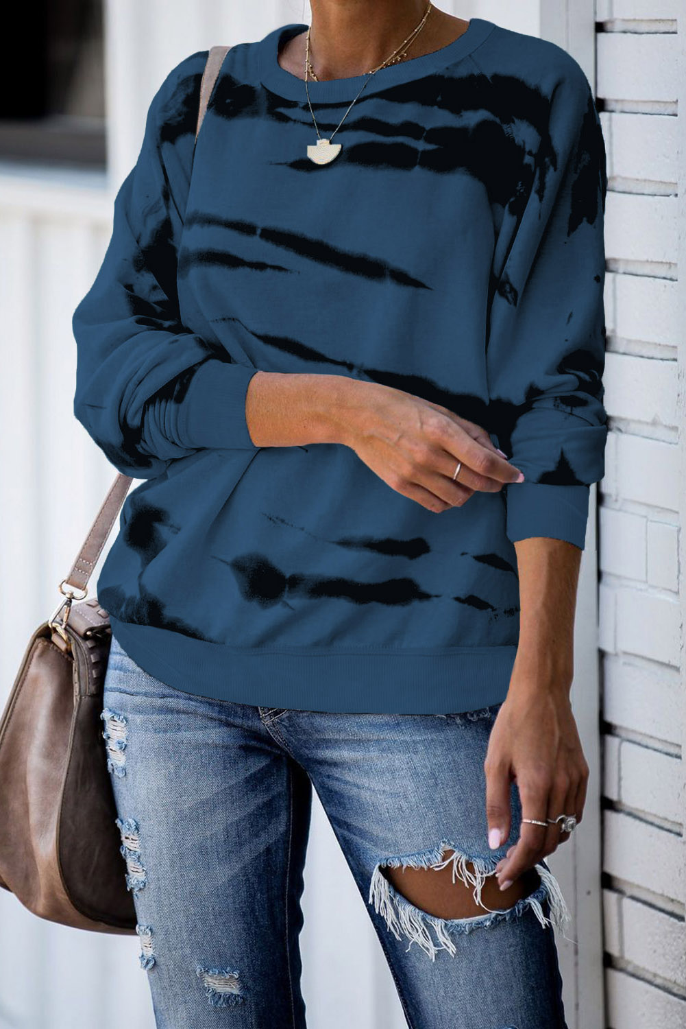 Blue Snow Tiger Tie Dye Pullover Sweatshirt