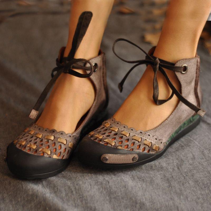 Hollow-Out Flat Heel Suede Loafers