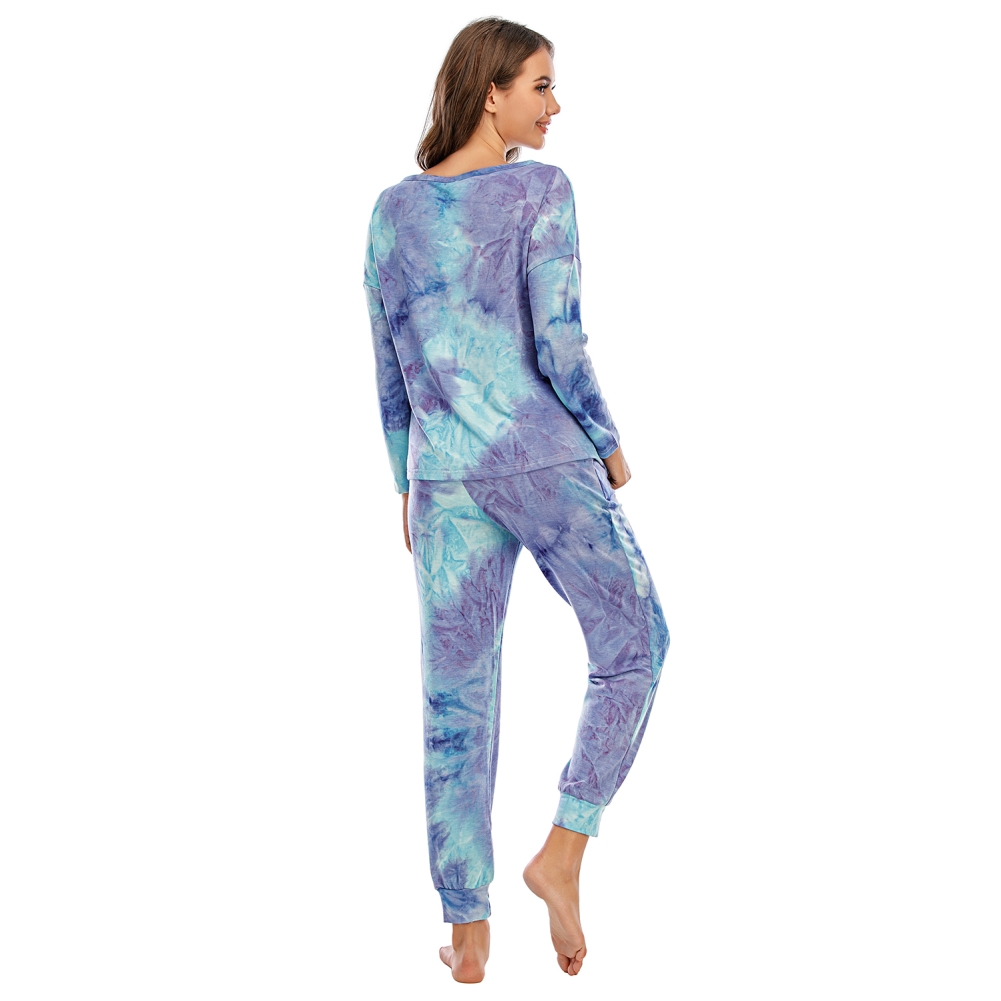 Autumn Two Piece Tie Dye Pants Pajama Set