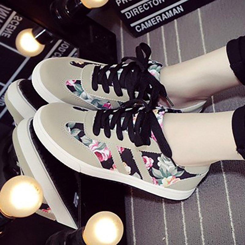 Women Flower Sneakers Casual Sport Plus Size Shoes