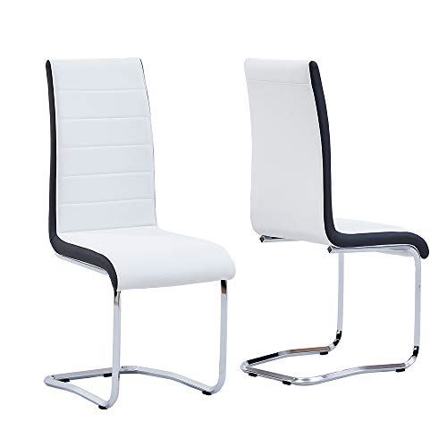 Modern Dining Chairs Set, White Black Side Dining Room Chairs
