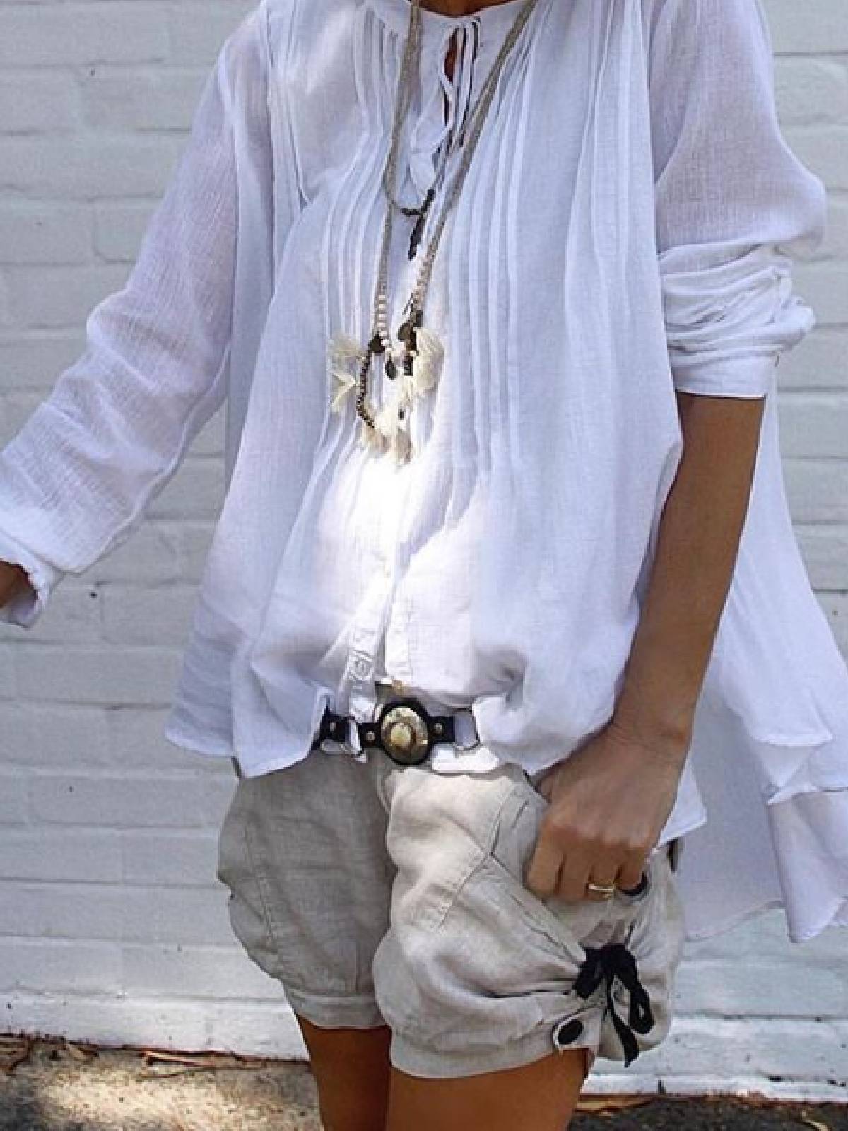 Casual V Neck Long Sleeve Shirts & Tops