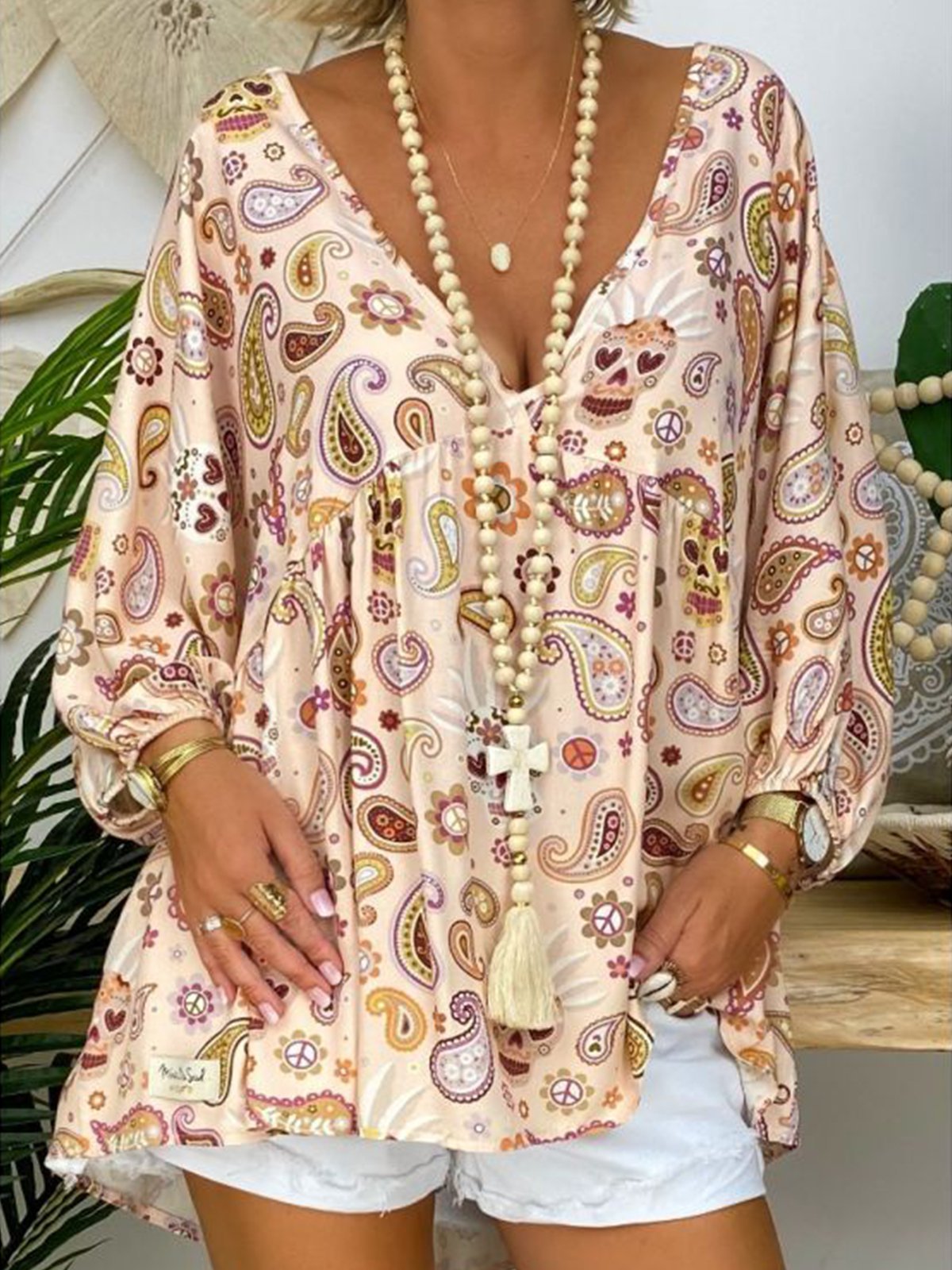 Creamy White Shift Long Sleeve Shirts & Tops