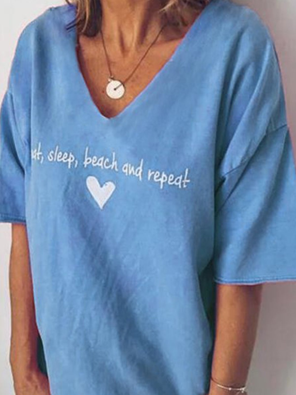 Casual Short Sleeve V Neck Cotton-Blend Shirts & Tops