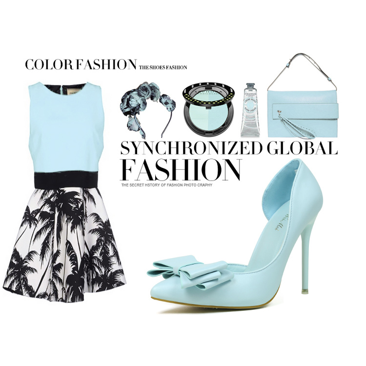 10.5CM Stylish Delicate Sweet Bow Shallow Pointed Sidecut Hollow Dress Elegant Heeled Sandals