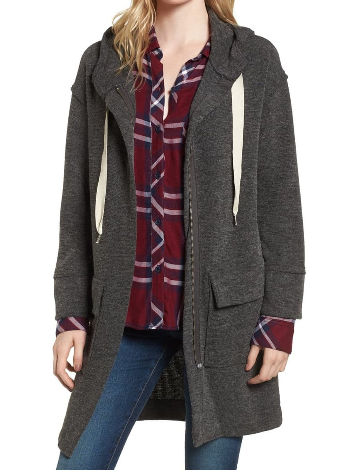 Cotton-Blend Solid Hoodie Casual Outerwear