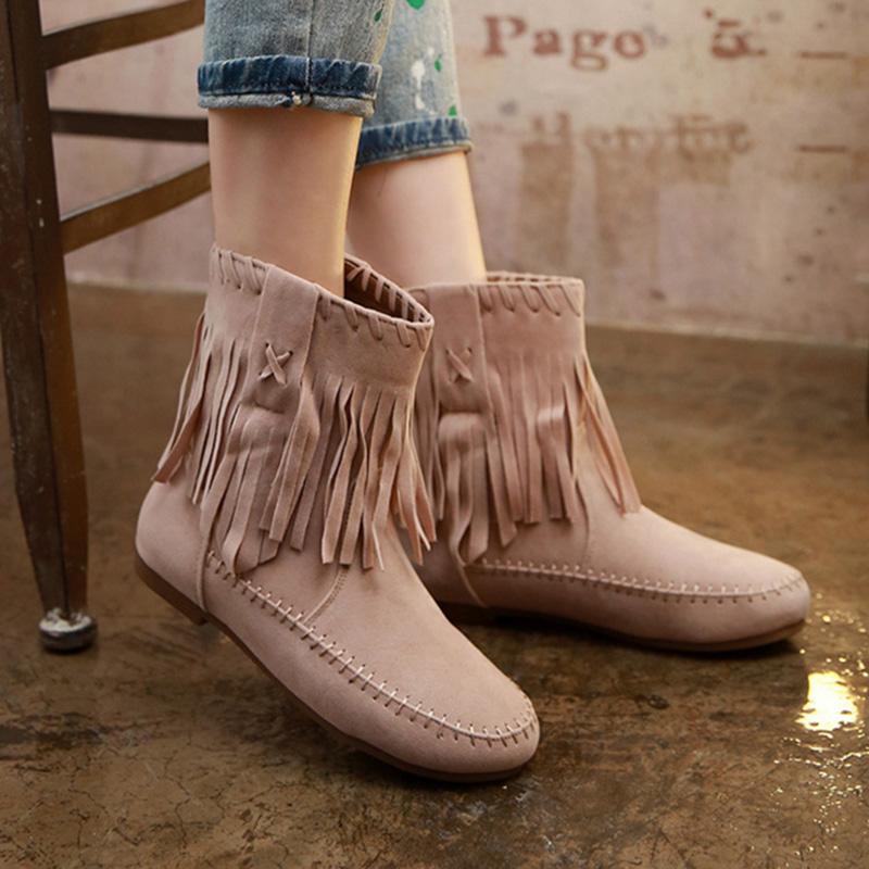 Women Tassel Booties  Casual Comfort Shoes