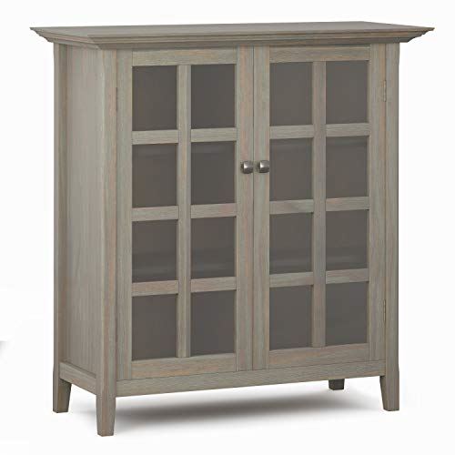 Acadian SOLID WOOD Storage Cabinet with 2 Tempered Glass Doors / 39 inch