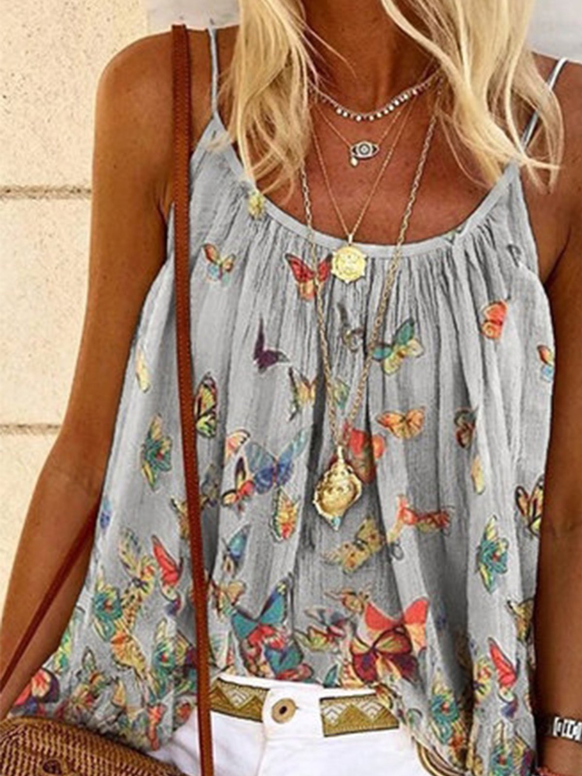 Casual Sleeveless Printed Shirts & Tops