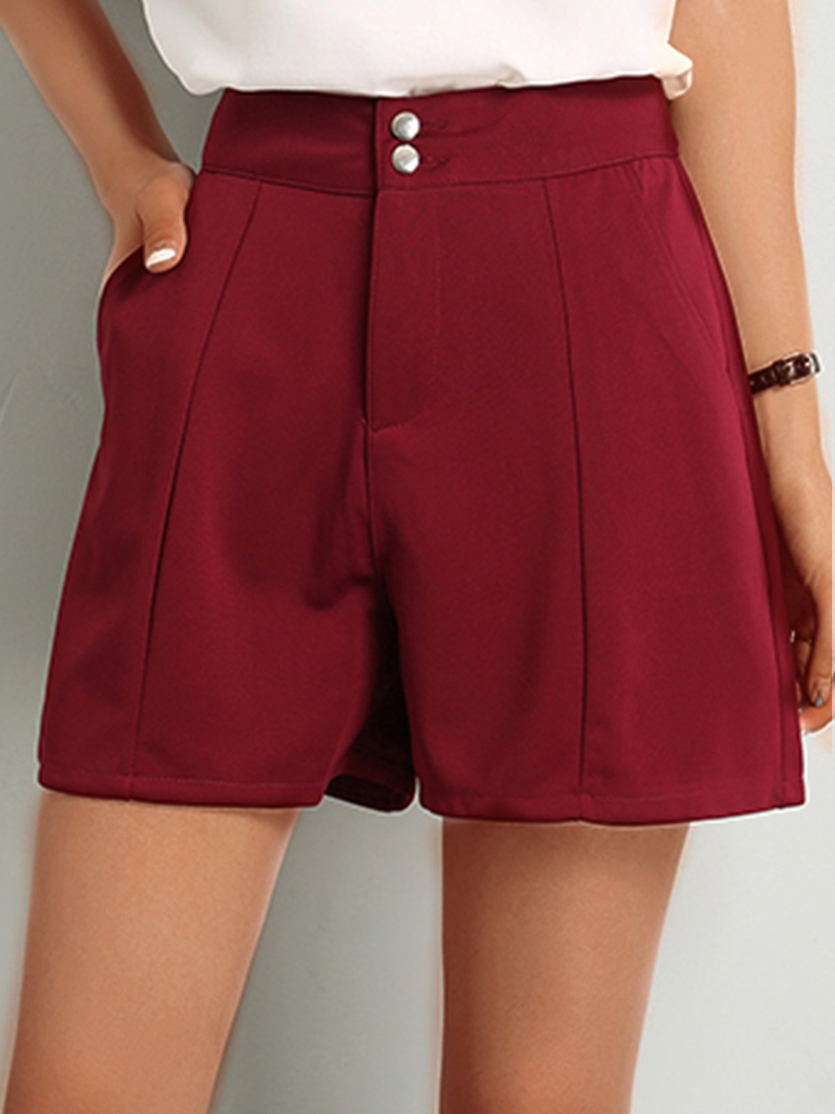 Plus Size Women Plain Casual Shorts