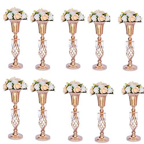 Set of 2 Tall Metal Wedding Centerpieces for Reception Tables / 10pcs & 20in