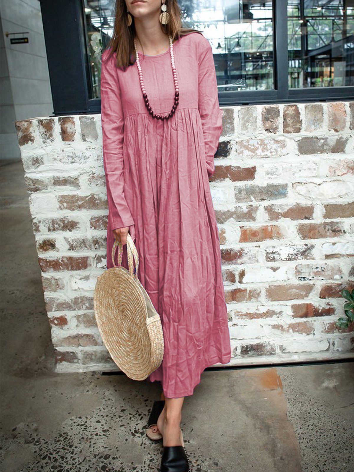 Crew Neck Casual Long Sleeve Dresses