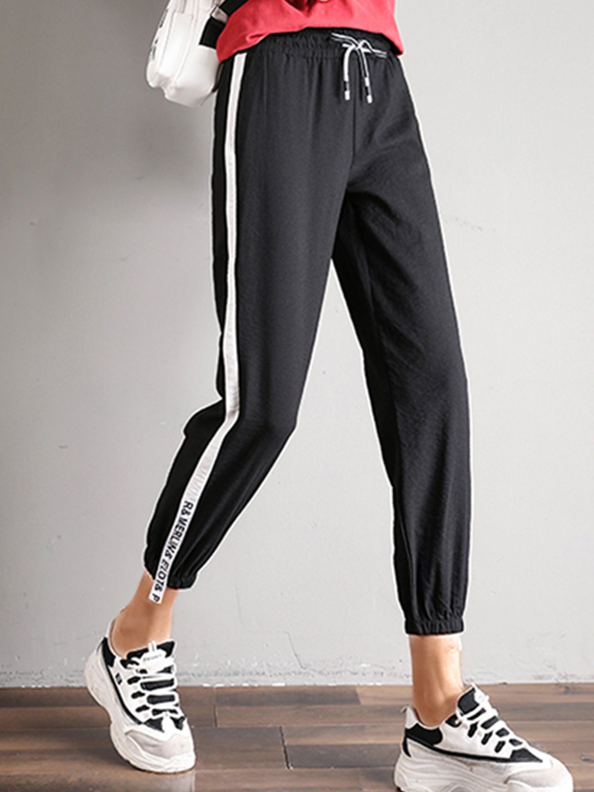 Plus Size Women Cotton Solid Casual Pants