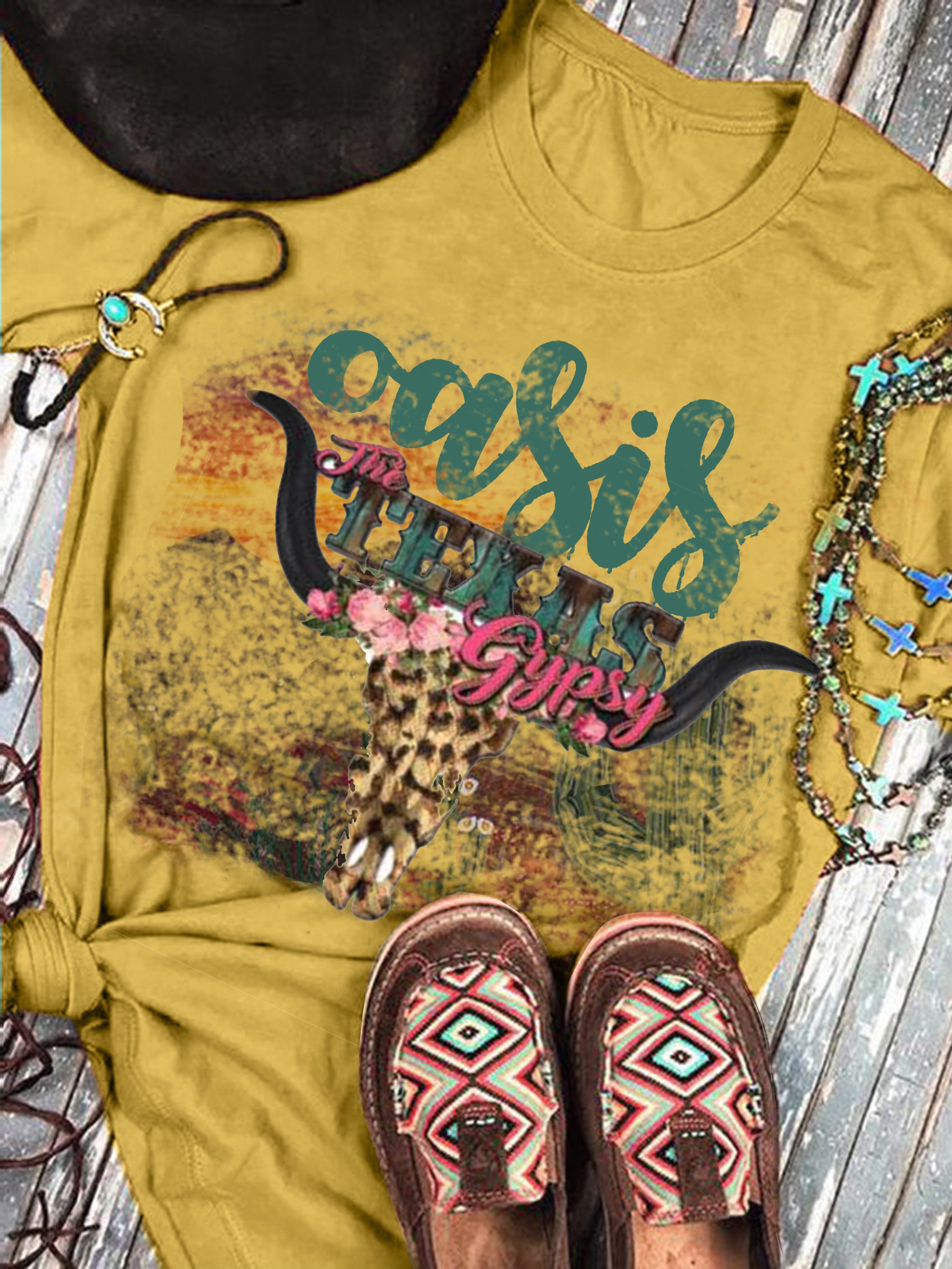 Yellow Short Sleeve Crew Neck Cotton Shirts & Tops