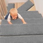 PURE ERA Bullnose Carpet Stair Treads Set of 14 Non-Slip Self Adhesive, 14 Pieces / Light Gray