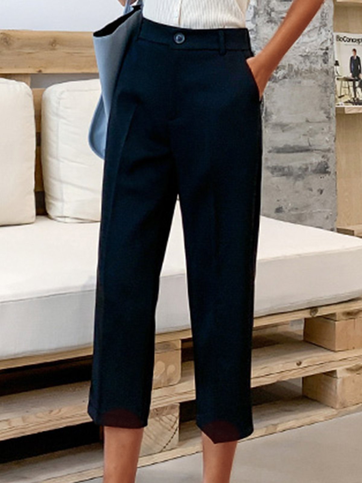 Plus Size Women Plain Casual Pants