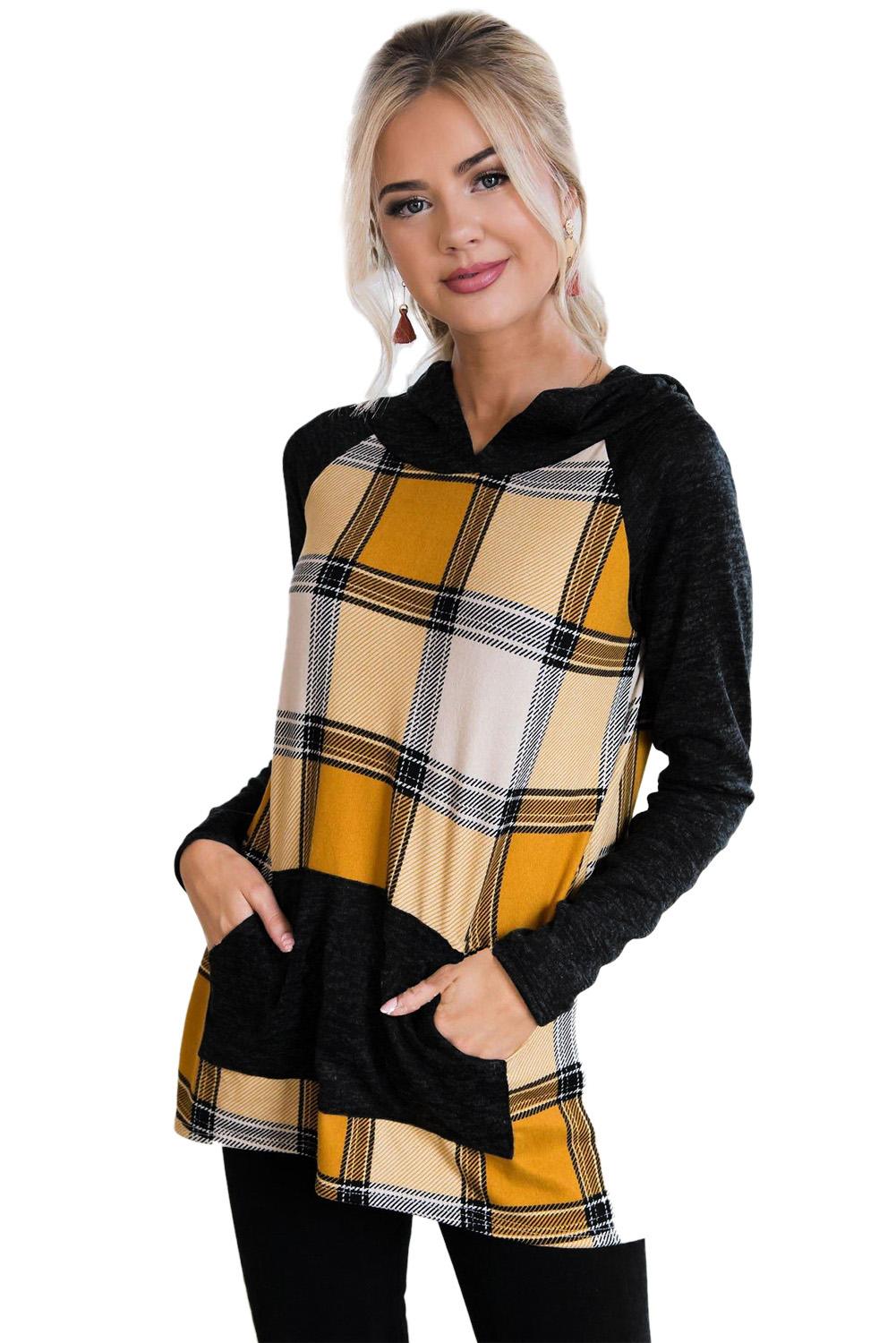 Yellow Plaid Pullover Hoodie