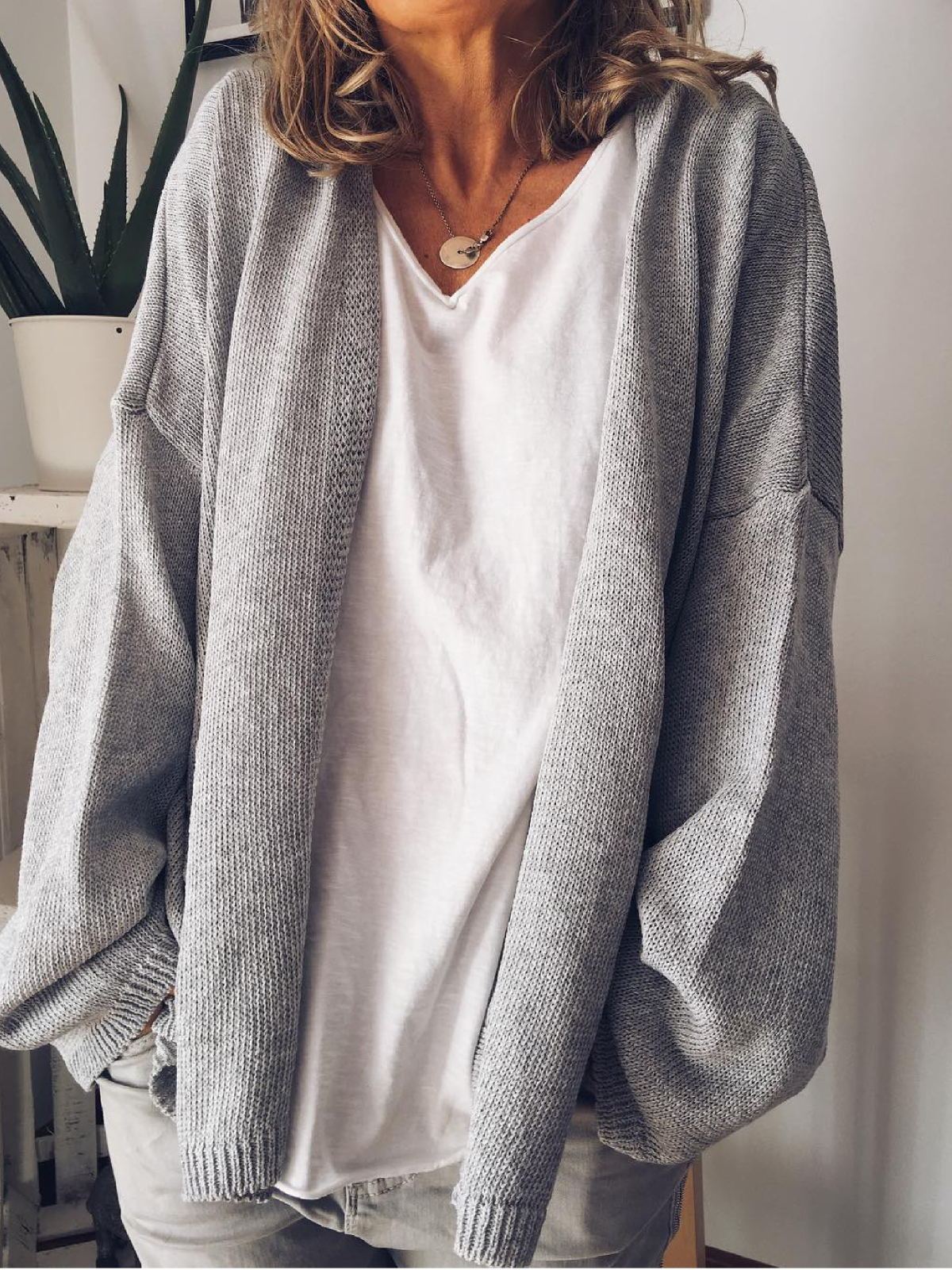 Plus Size Casual Solid Long Sleeve Outerwear