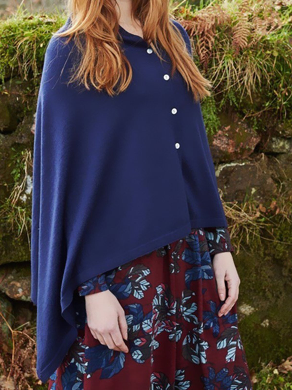 Cape Sleeve Asymmetric Casual Buttoned Cape Blouses