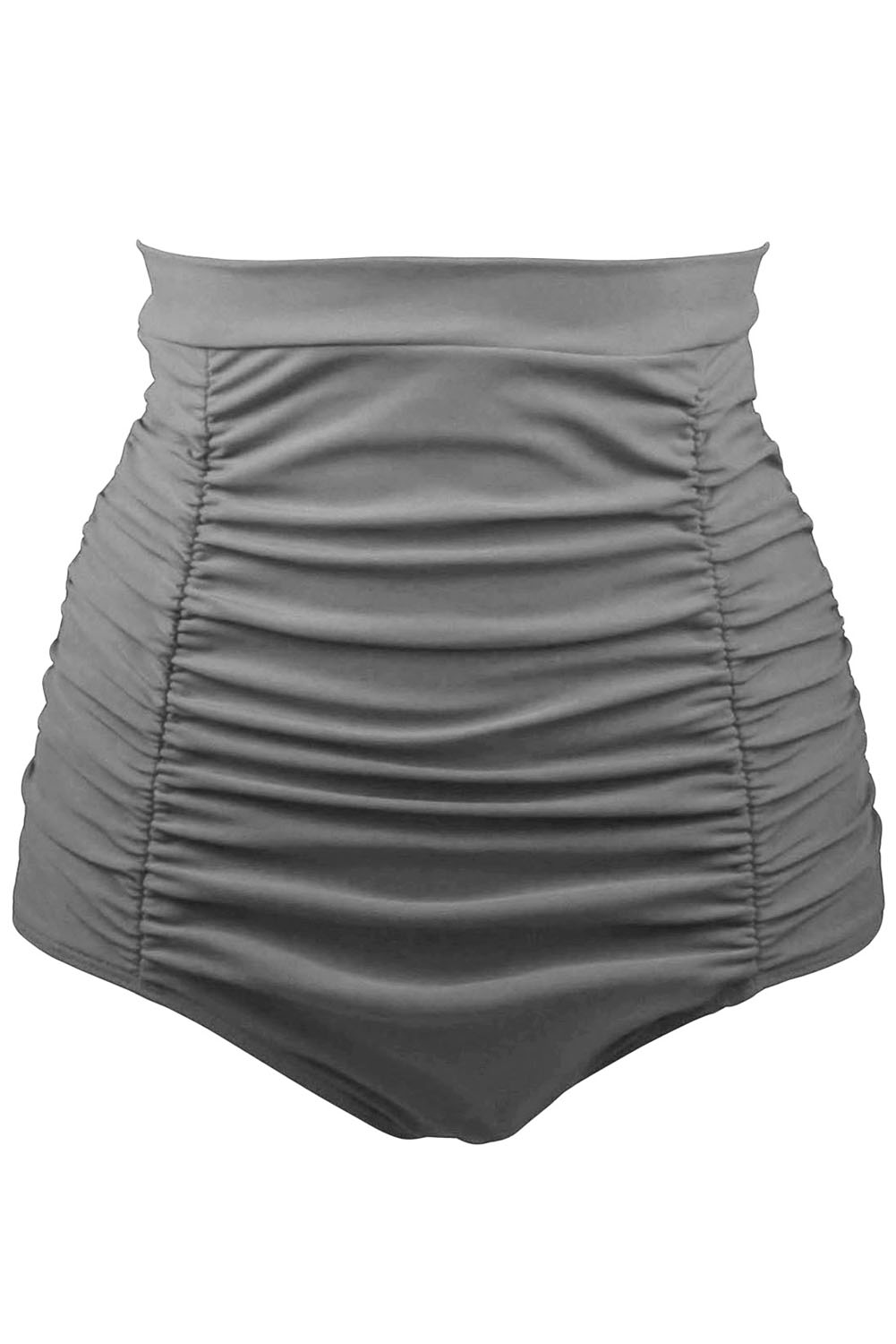 Gray Retro High Waisted Swim Short