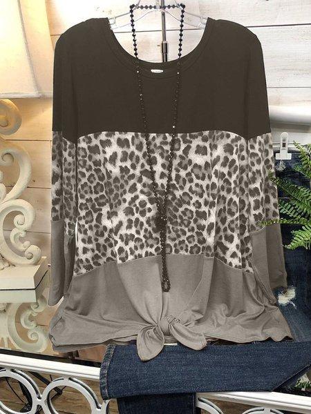 O-Neck Leopard Shirts & Tops